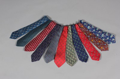 Lot 13 - Hermès printed silk ties, mainly small novelty...