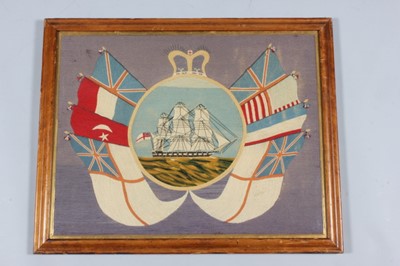 Lot 264 - A sailor's woolwork picture, English, circa...