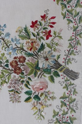 Lot 273 - An embroidered skirt panel, circa 1800-1830,...