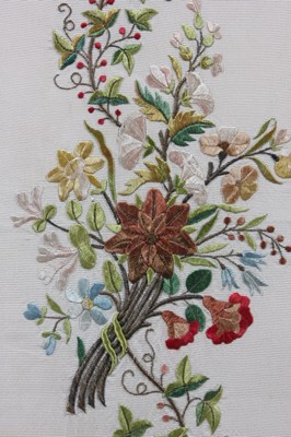 Lot 273 - An embroidered skirt panel, circa 1800-1830,...