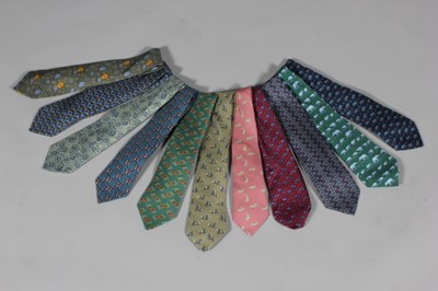 Lot 15 - Hermès printed silk ties, small novelty and...