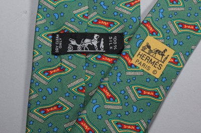 Lot 15 - Hermès printed silk ties, small novelty and...