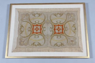 Lot 274 - An Arts & Crafts embroidered linen panel,...