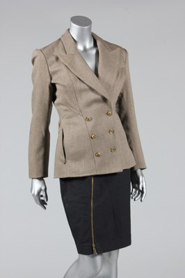 Lot 373 - An Azzedine Alaia brown and white flecked wool...