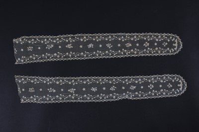 Lot 414 - A pair of Point d'Alencon lappets, circa 1770,...