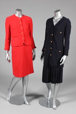 Lot 29 - Two Chanel suits, comprising: red wool...