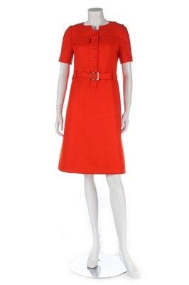 Lot 150 - A Courrèges orange wool dress, circa 1970,...
