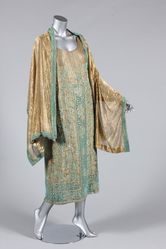 Chinoiserie Dress with Raglan Sleeves - Gold Cream