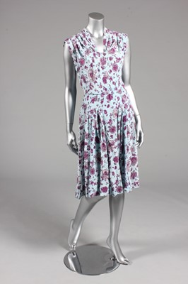 Lot 42 - A Worth printed crepe summer dress, late 1940s-...