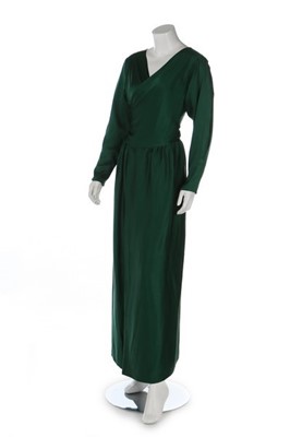 Lot 199 - A Lanvin couture green charmeuse evening gown,...