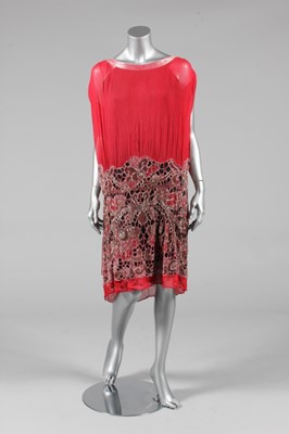 Lot 300 - A Rivain couture beaded and cutwork red...