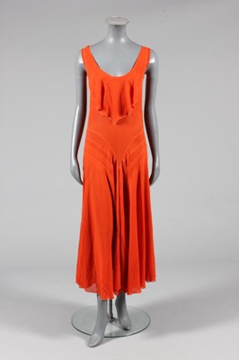 Lot 315 - A deep orange crepe georgette cocktail gown,...