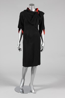 Lot 316 - A black and red wool day dress, possibly Jean...