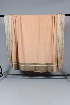 Lot 317 - A Lanvin rose velvet coverlet, 1930s, woven...