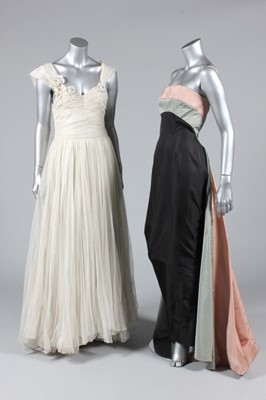 Lot 321 - An ivory tulle ball gown, circa 1940, with...