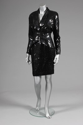 Lot 119 - A Thierry Mugler black sequined cocktail suit,...