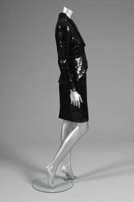 Lot 84 - A Thierry Mugler black sequined cocktail suit,...