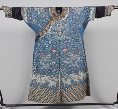 Lot 227 - A fine embroidered summer gauze dragon robe,...