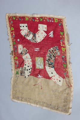 Lot 51 - An embroidered card table cover, unfinished,...