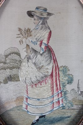 Lot 52 - A pair of embroidered and painted silk...