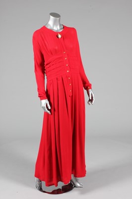 Lot 65 - A Chanel boutique scarlet silk crepe evening...