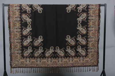 Lot 94 - Two woven Norwich shawls, c.1830-40, a printed...