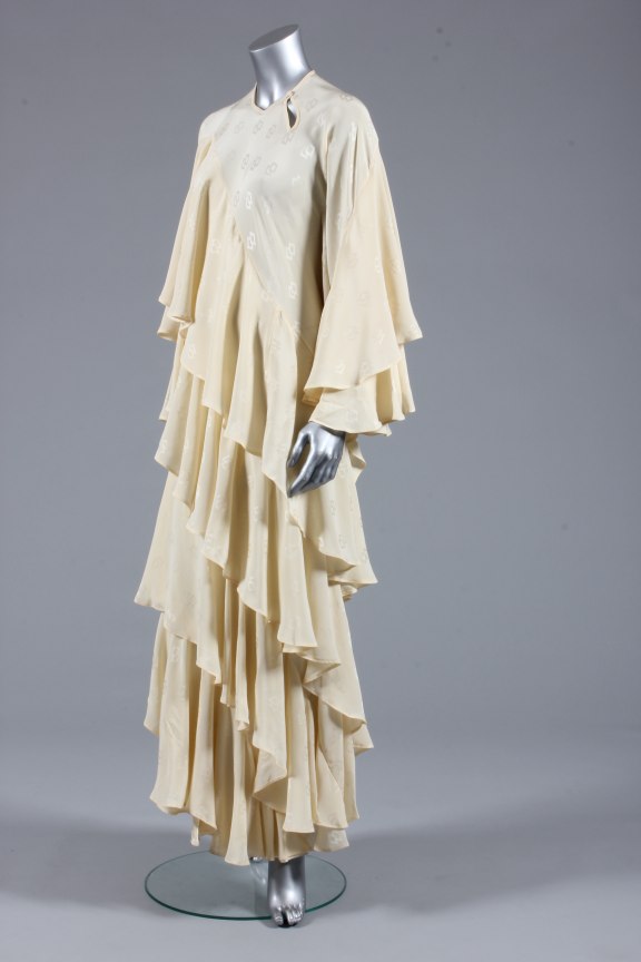 Lot 176 - An Ossie Clark `Ziggy Stardust' ivory damask