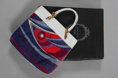 Lot 24 - A Pucci printed velvet and leather beach bag,...