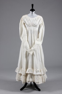 Lot 84 - A block printed cotton day dress, 1820s, front...