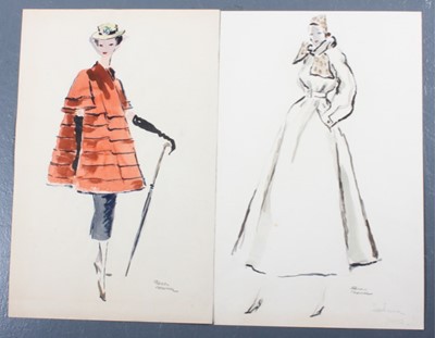 Lot 132 - Seven Façon-Marrec designs for Dior, 1947-48,...