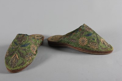 Lot 60 - A pair of embroidered gentlemen's mules,...