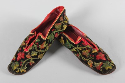 Lot 61 - A pair of embroidered gentlemen's slippers,...