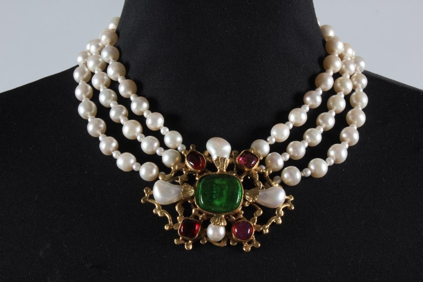 Chanel 'CC' Double Strand Pearl Choker