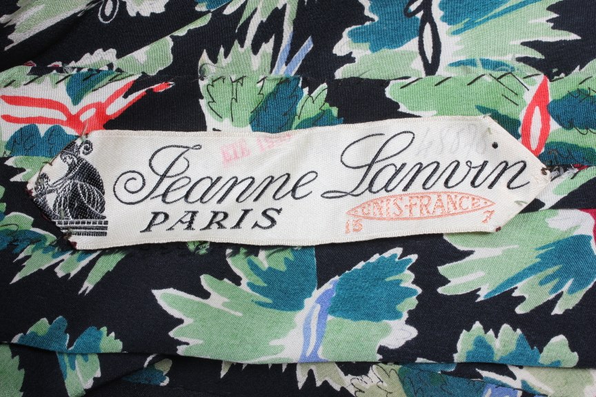 Ensemble Jupe Plissée Et Foulard En Soie Jeanne Lanvin - Taille 42 - Vintage En Excellent état
