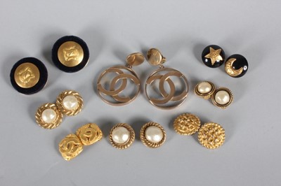 Lot 34 - Seven pairs of Chanel ear-rings, 1980-90s,...