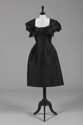 Lot 135 - A Lanvin couture black silk gazar cocktail...