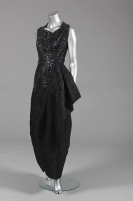 Lot 140 - A Bruyere couture black slubbed silk ball gown,...
