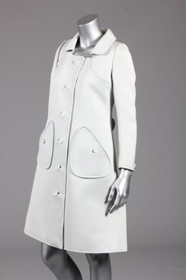 Lot 155 - An André Courrèges ice blue wool jersey coat,...