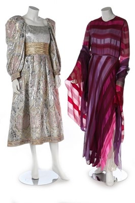 Lot 273 - Seven designer evening dresses, 1970s-80s,...