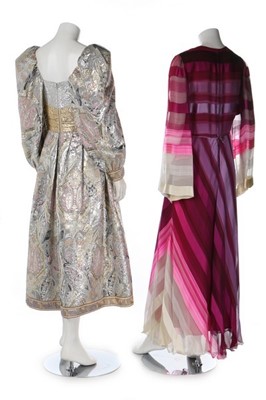 Lot 273 - Seven designer evening dresses, 1970s-80s,...