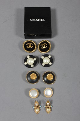 Lot 134 - Two pairs of Chanel earrings, 1980s, both...