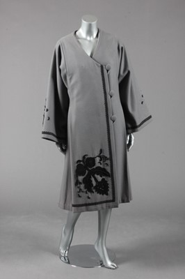 Lot 143 - An Edwardian-style grey wool coat, with black...