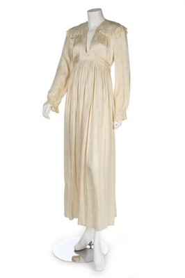 Lot 310 - An Ossie Clark cream damask satin dress, mid...