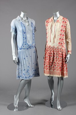 Lot 163 - Five summery dresses, 1920s, including ivory...