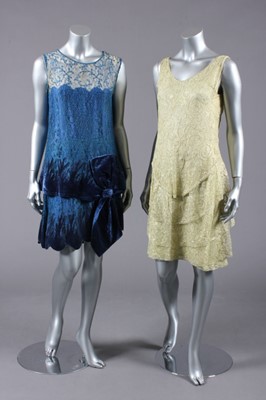 Lot 164 - Four flapper dresses, 1920s, one of tiered...