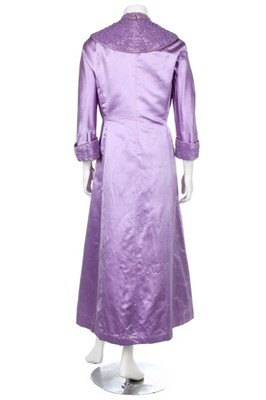 Lot 246 - An elaborately-beaded lilac satin and chiffon...