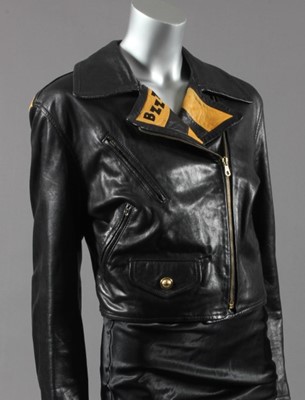 Lot 212 - A Moschino `bumble-bee' leather jacket, 1992,...