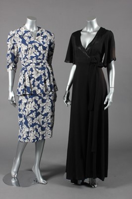 Lot 238 - An Ossie Clark black moss crepe evening gown,...