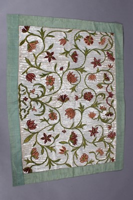 Lot 251 - A panel of chenille embroidery and beadwork,...