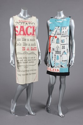 Lot 285 - Two novelty 'mini' dresses, 1960s, one formed...